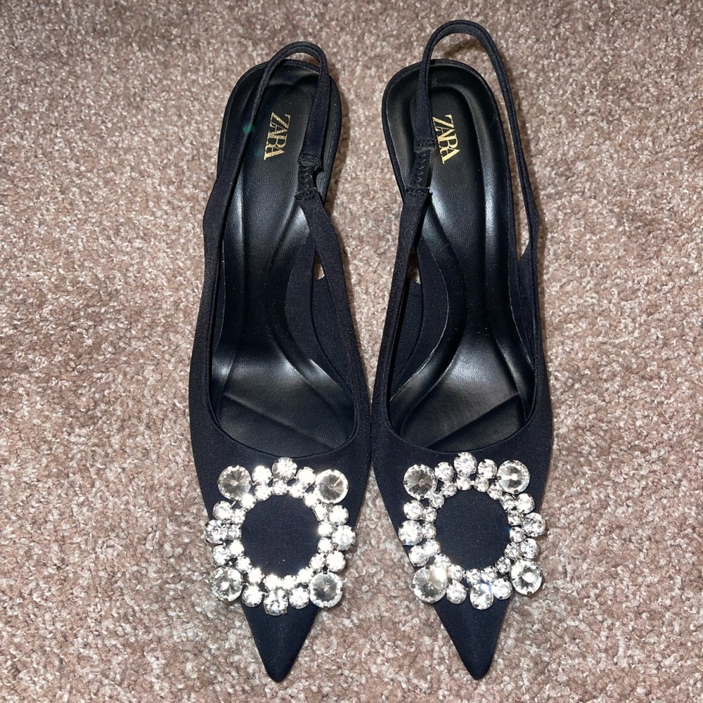 Zara Embellished Slingbacks
